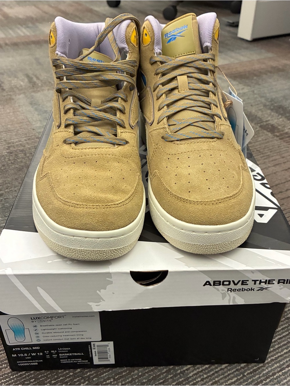 Reebok Men’s Mid-Top Suede Sneakers - Tan Size 10.5 100201888